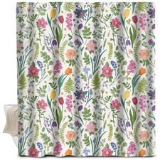 72x72 Inch Spring Floral Shower Curtain Waterproof Bath Fabric 12 Hooks — custom printed polyester bath curtain