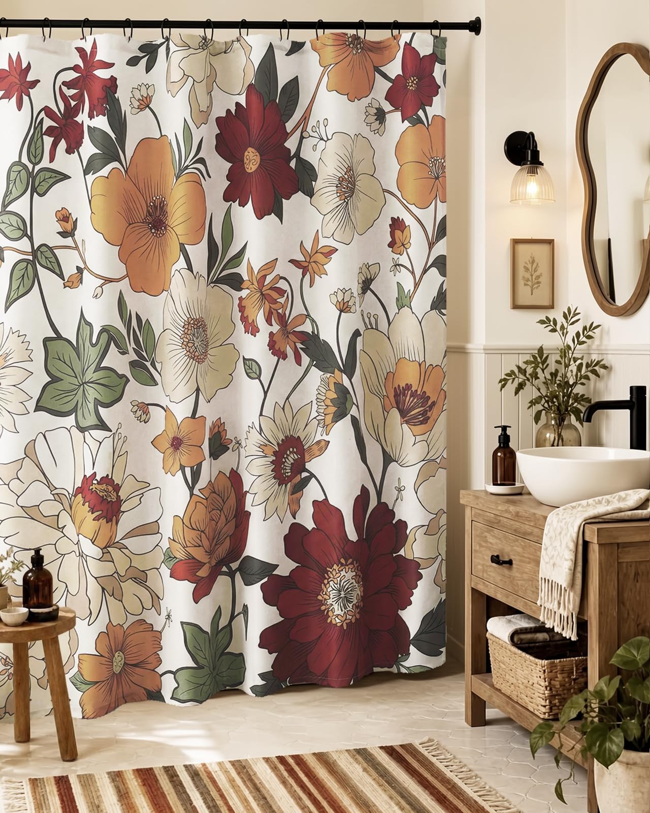 Custom Printed Bath Curtain — custom printed polyester bath curtain detail view