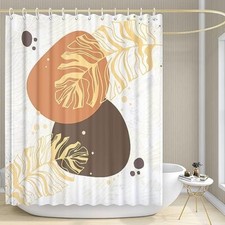 Modern Shower Curtains for Bathroom Decor - Washable Bohemian Boho - Leaves — custom printed polyester bath curtain