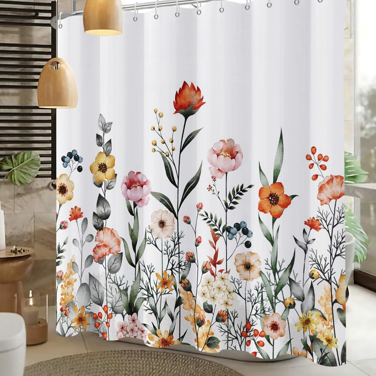 Custom Printed Bath Curtain — custom printed polyester bath curtain detail view