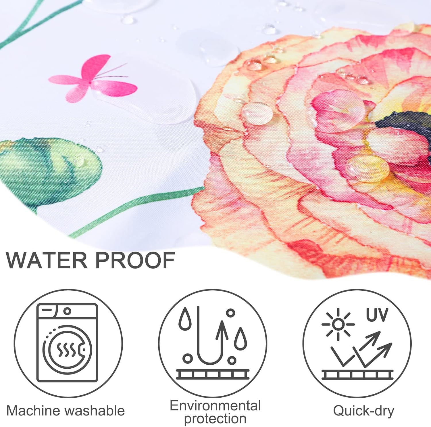 Custom Printed Bath Curtain — custom printed polyester bath curtain detail view