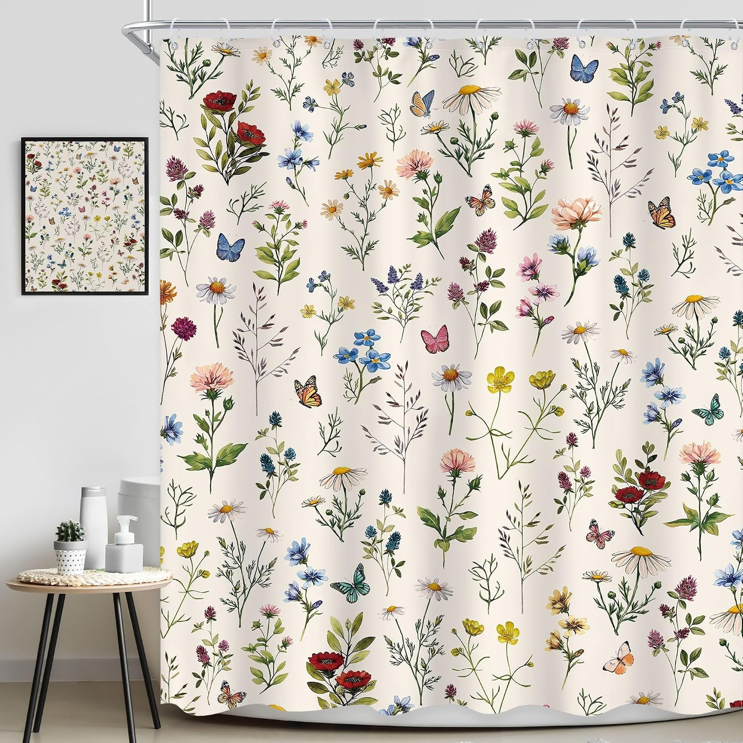 Custom Printed Bath Curtain — custom printed polyester bath curtain detail view