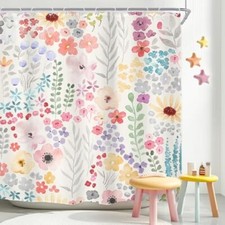 Floral Shower Curtain for Bathroom Decor 72"W x 72"L (Pack of 1) Colorful — custom printed polyester bath curtain