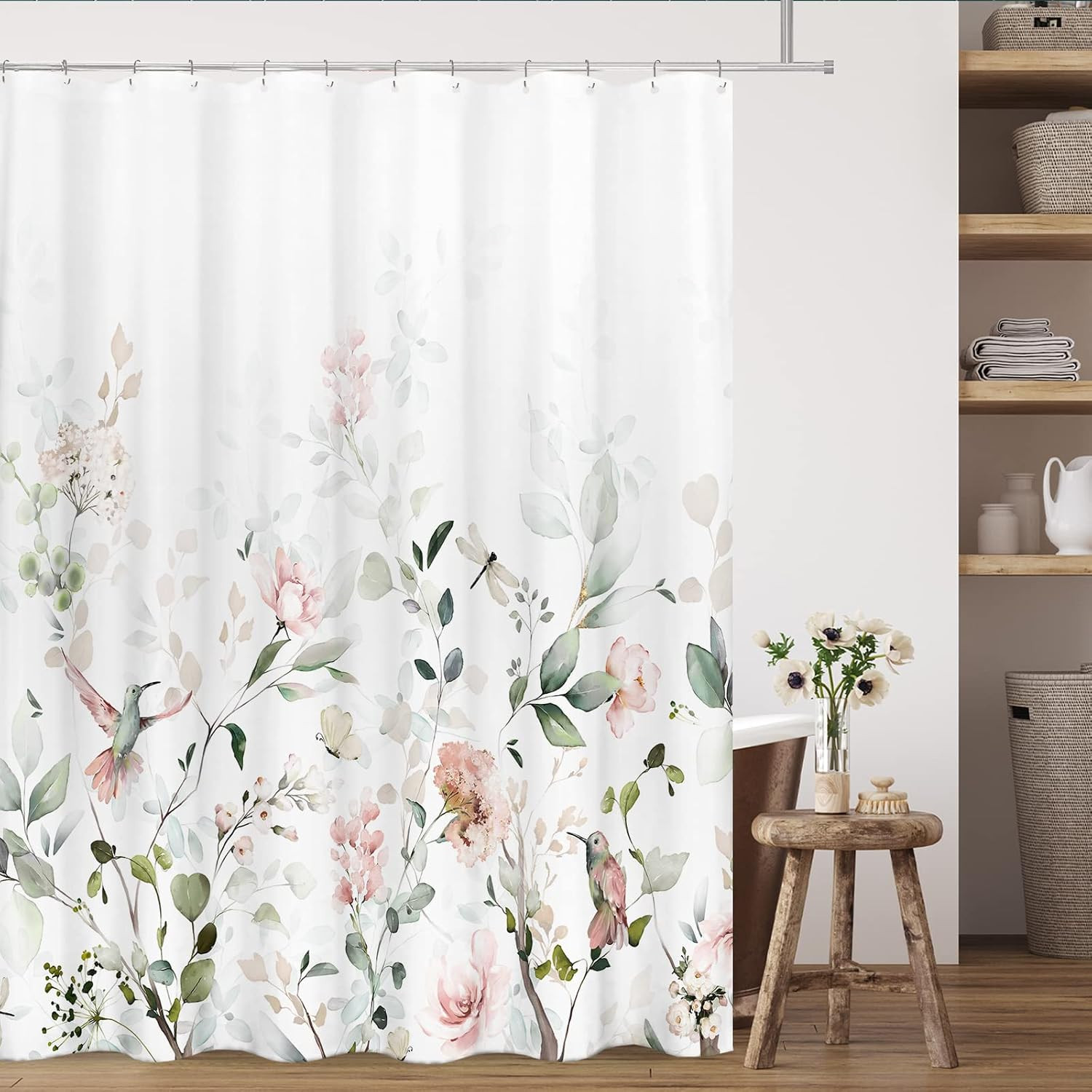 Custom Printed Bath Curtain — custom printed polyester bath curtain detail view