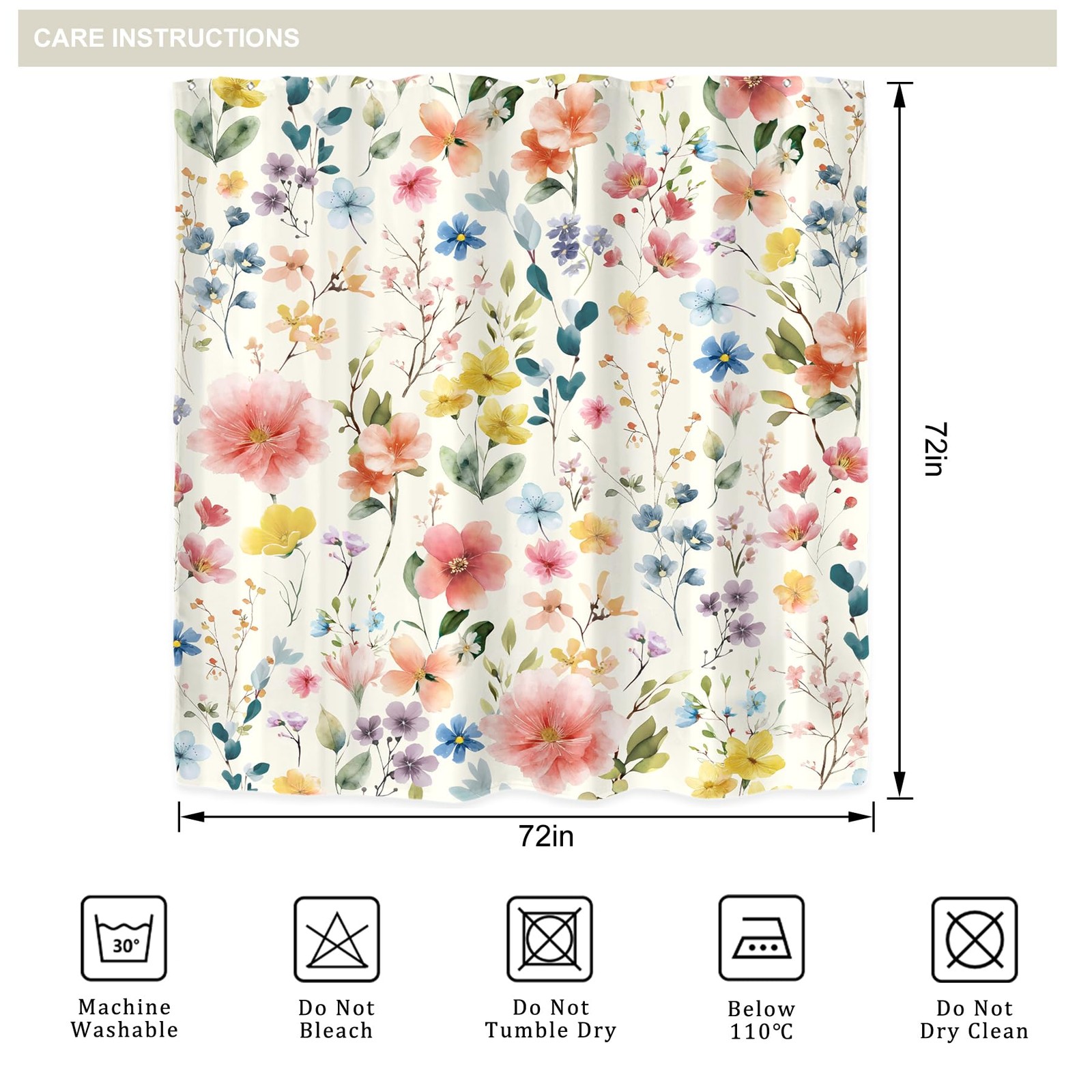 Custom Printed Bath Curtain — custom printed polyester bath curtain detail view