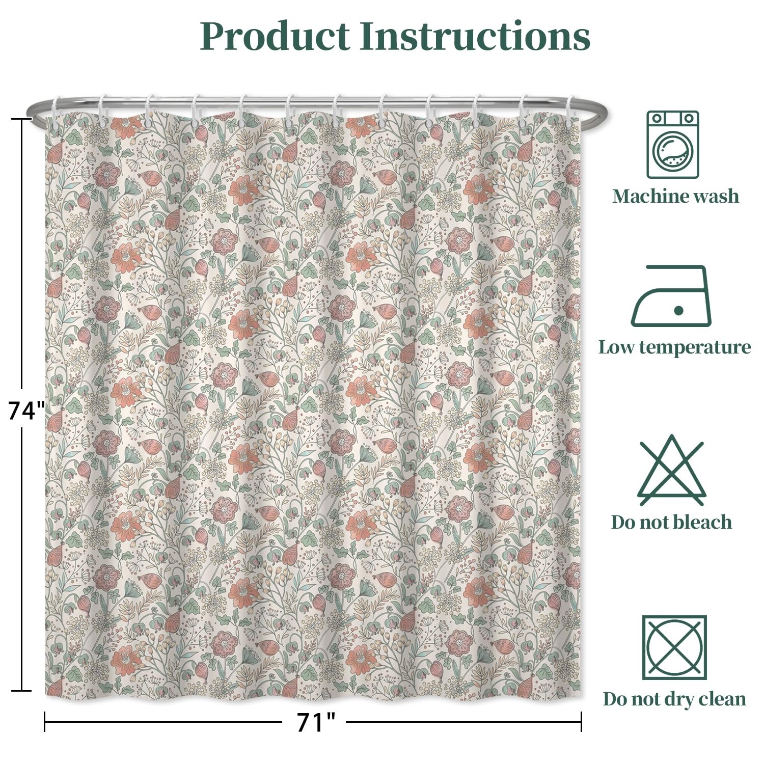Custom Printed Bath Curtain — custom printed polyester bath curtain detail view