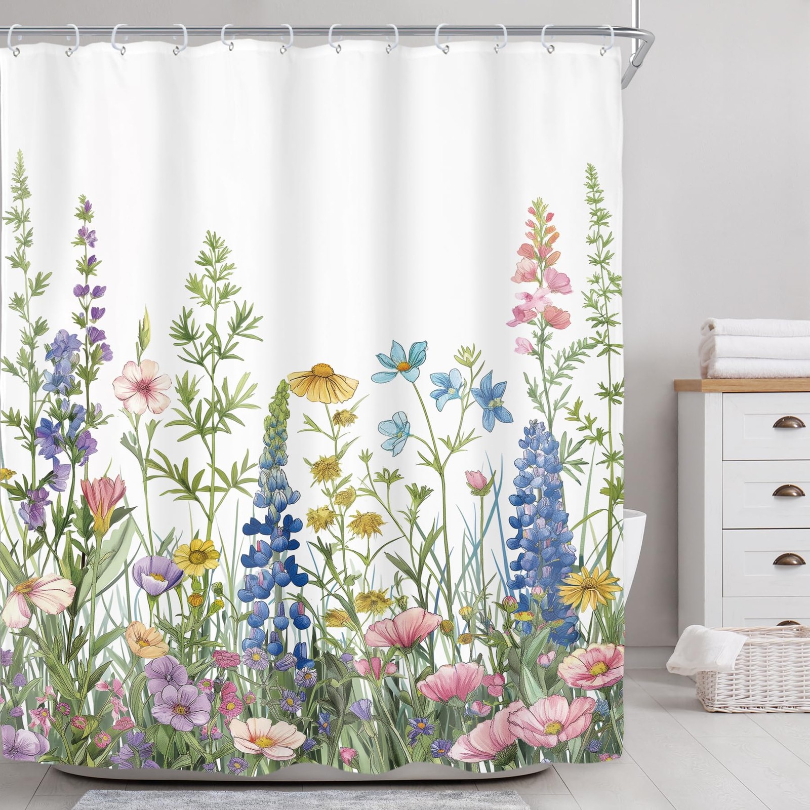 Custom Printed Bath Curtain — custom printed polyester bath curtain detail view