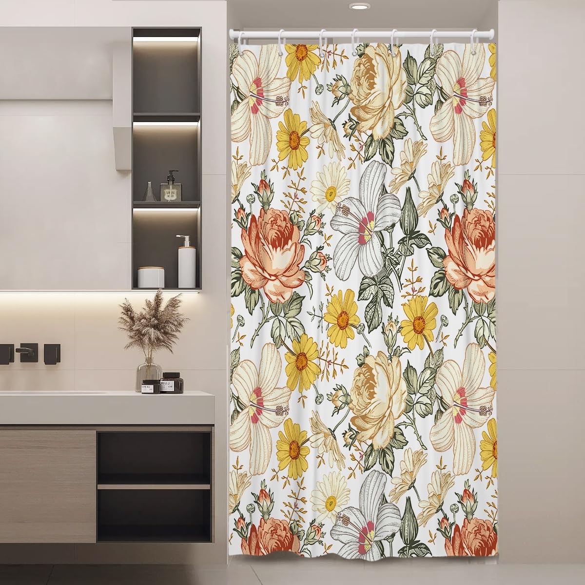 Custom Printed Bath Curtain — custom printed polyester bath curtain detail view