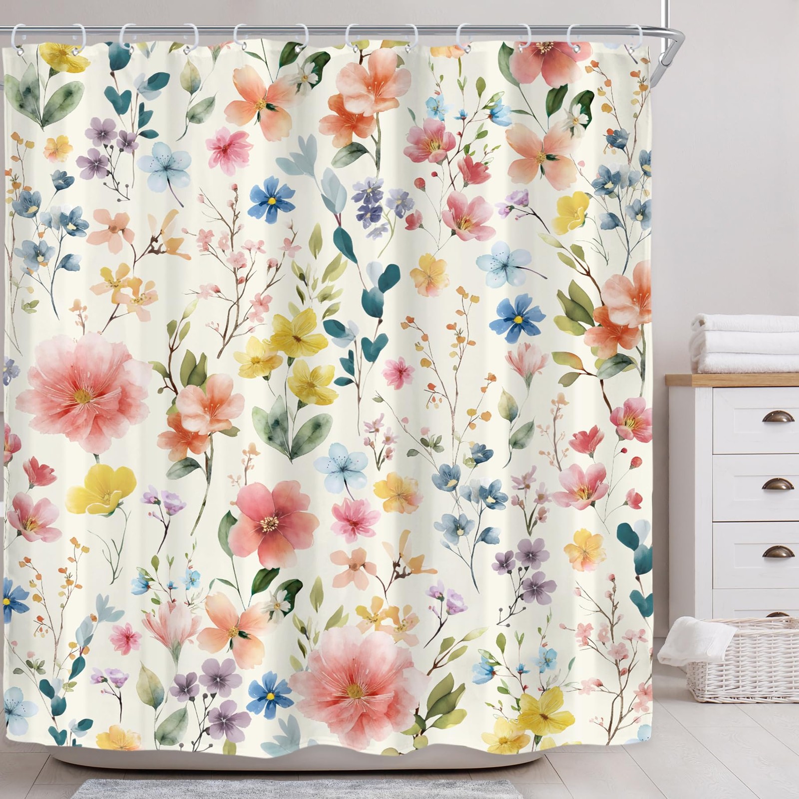 Custom Printed Bath Curtain — custom printed polyester bath curtain detail view