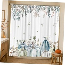 Fall Pumpkin Shower Curtain, Autumn Thanksgiving 72"W x 72"L (Pack of 1) Indigo — custom printed polyester bath curtain