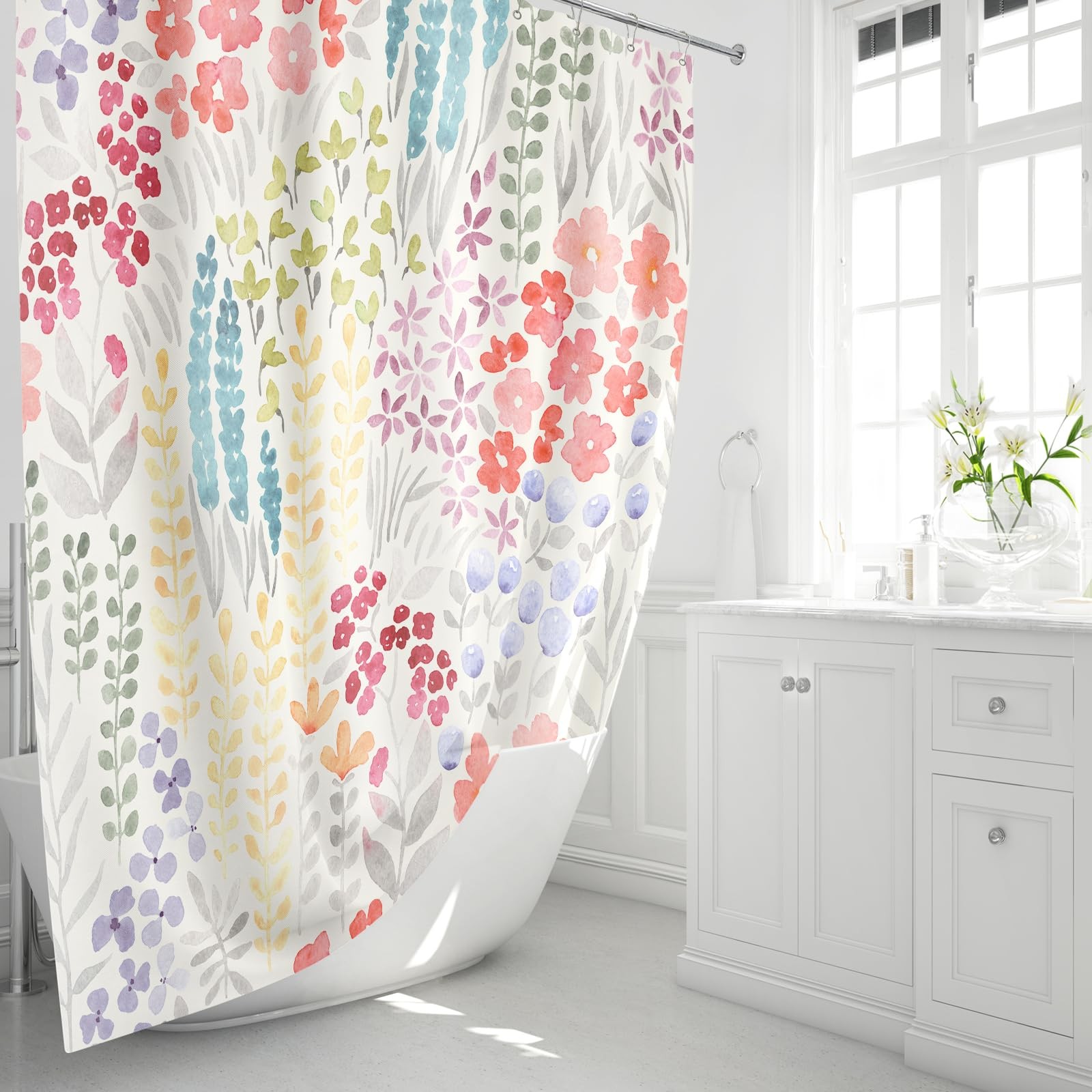 Custom Printed Bath Curtain — custom printed polyester bath curtain detail view