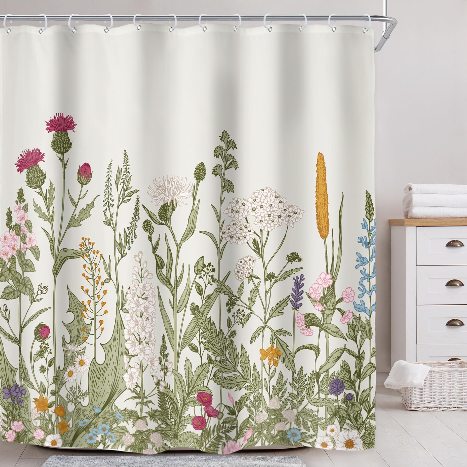 Custom Printed Bath Curtain — custom printed polyester bath curtain detail view
