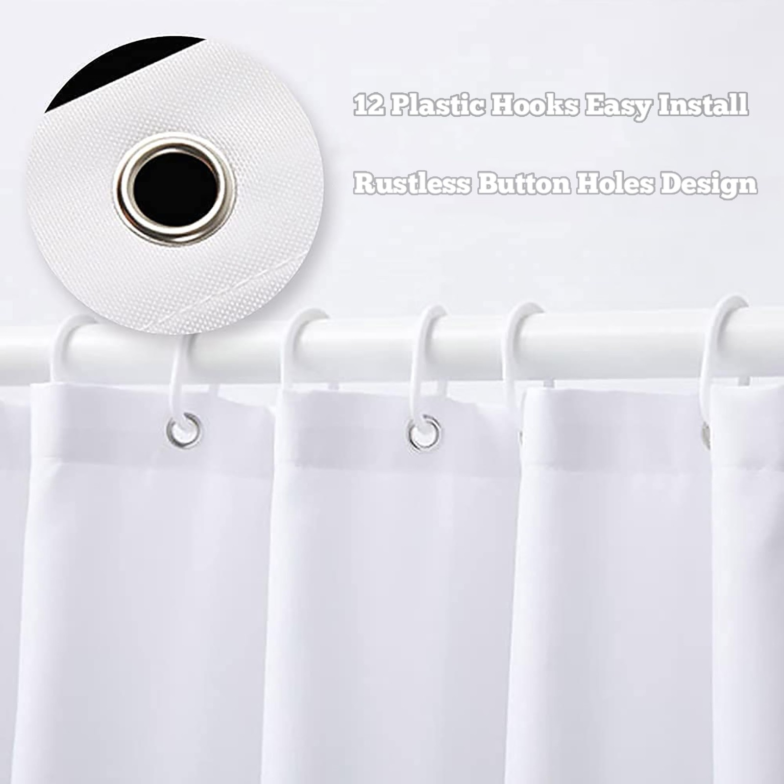 Custom Printed Bath Curtain — custom printed polyester bath curtain detail view