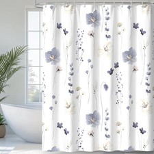 Watercolor Floral Shower Curtain, Flowers Print Minimalist Bathroom Curtain, — custom printed polyester bath curtain