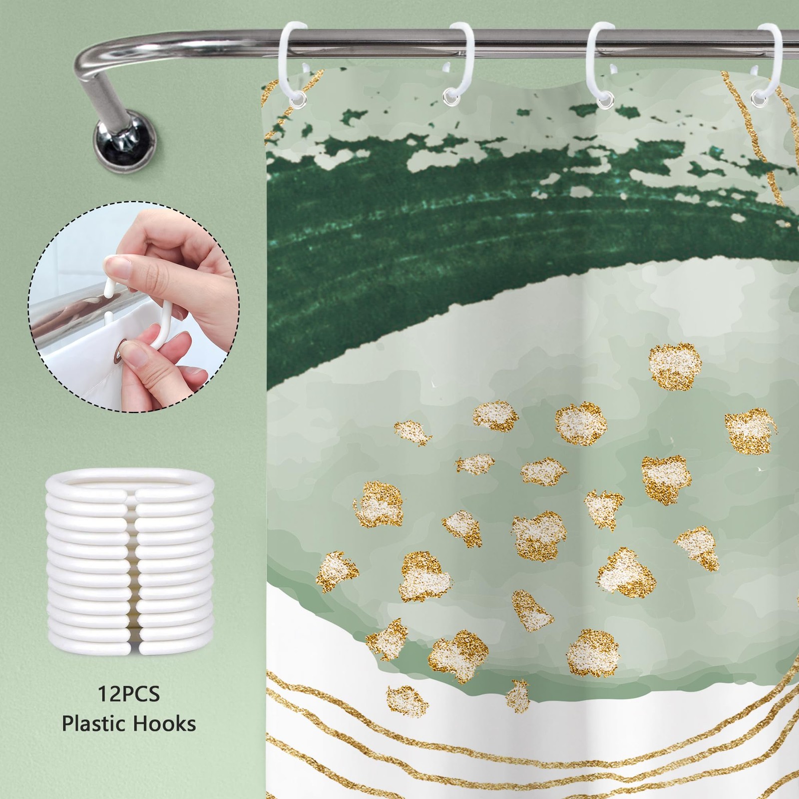 Custom Printed Bath Curtain — custom printed polyester bath curtain detail view