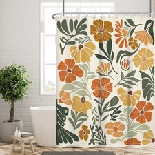RTFEVG Boho Floral Shower Curtain Cute Colorful Fun Abstract Orange Flower — custom printed polyester bath curtain