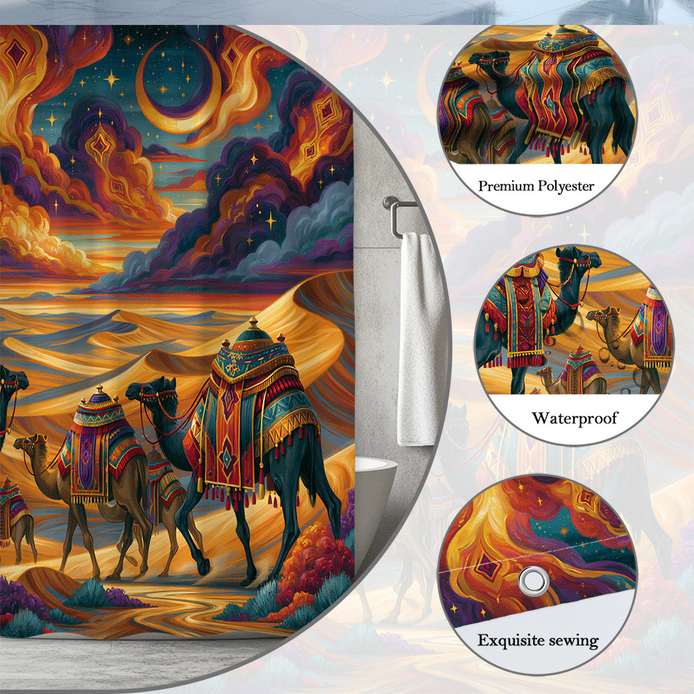 Custom Printed Bath Curtain — custom printed polyester bath curtain detail view