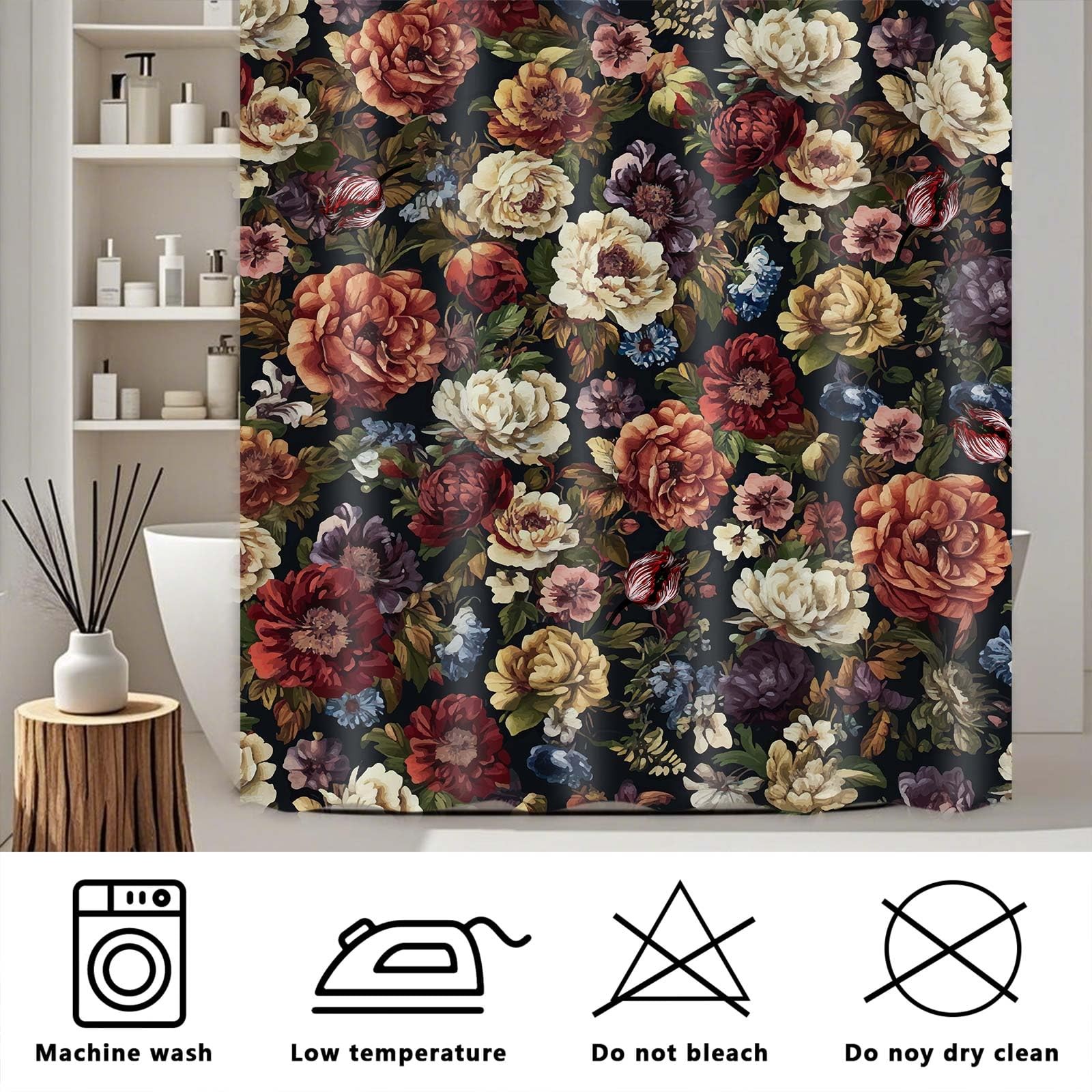 Custom Printed Bath Curtain — custom printed polyester bath curtain detail view