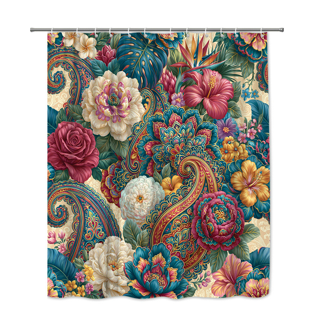 Custom Printed Bath Curtain — custom printed polyester bath curtain detail view