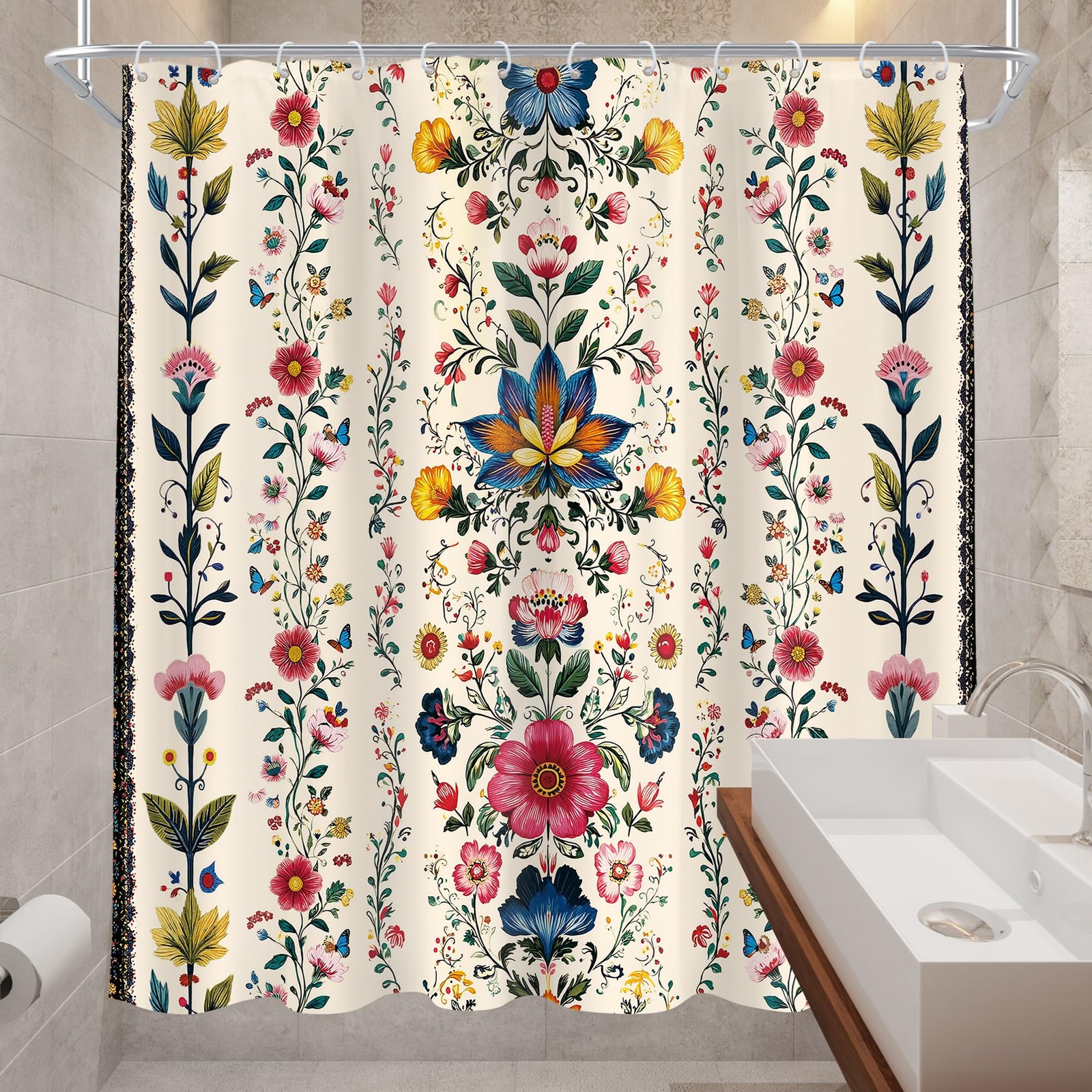 Custom Printed Bath Curtain — custom printed polyester bath curtain detail view
