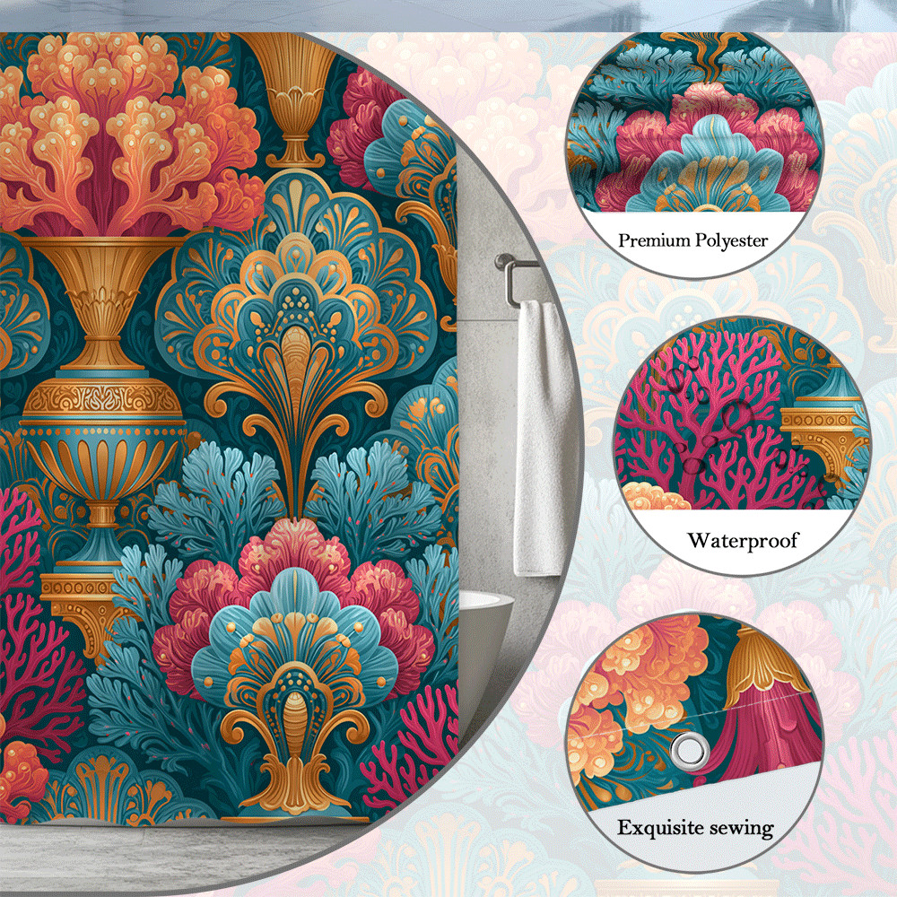 Custom Printed Bath Curtain — custom printed polyester bath curtain detail view