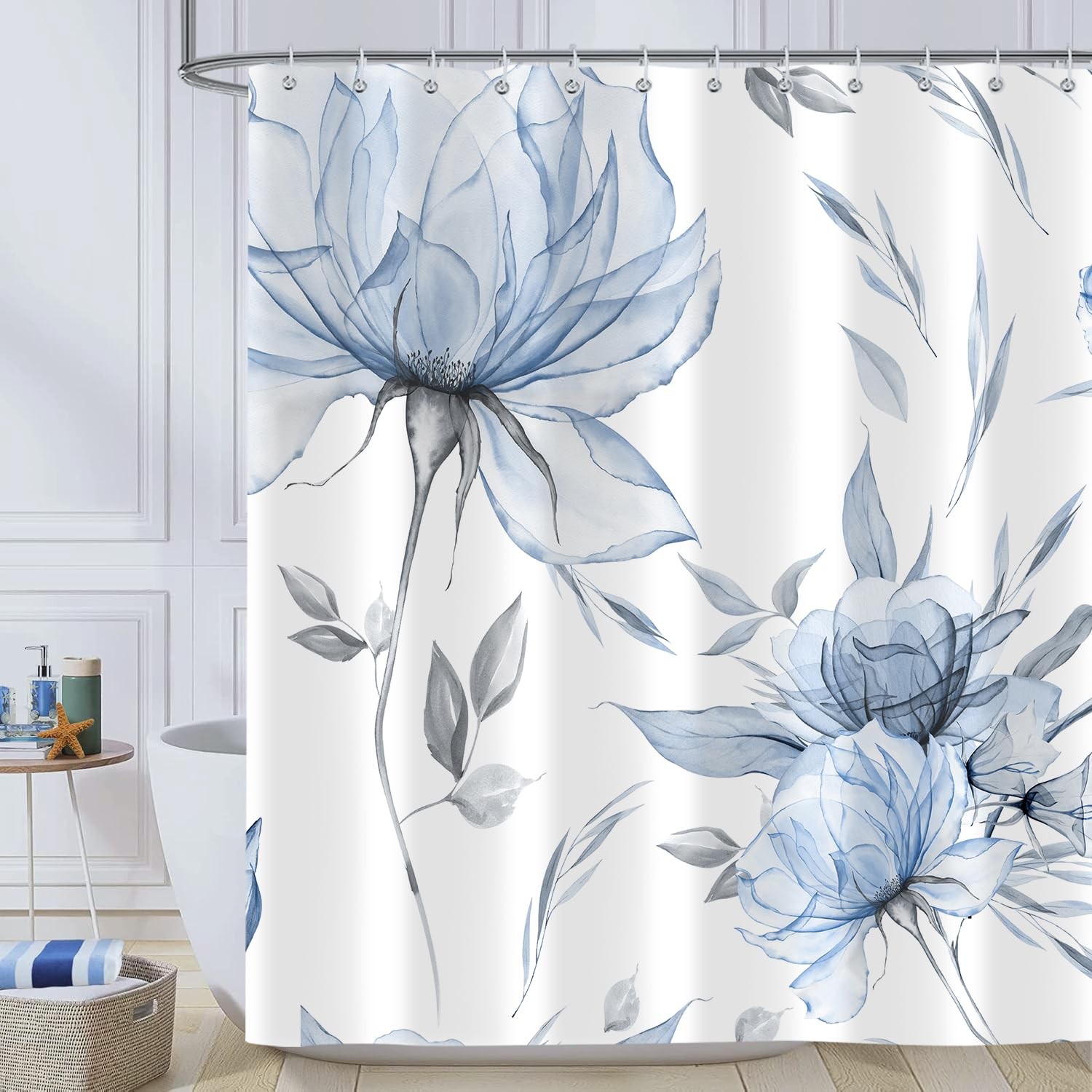Custom Printed Bath Curtain — custom printed polyester bath curtain detail view