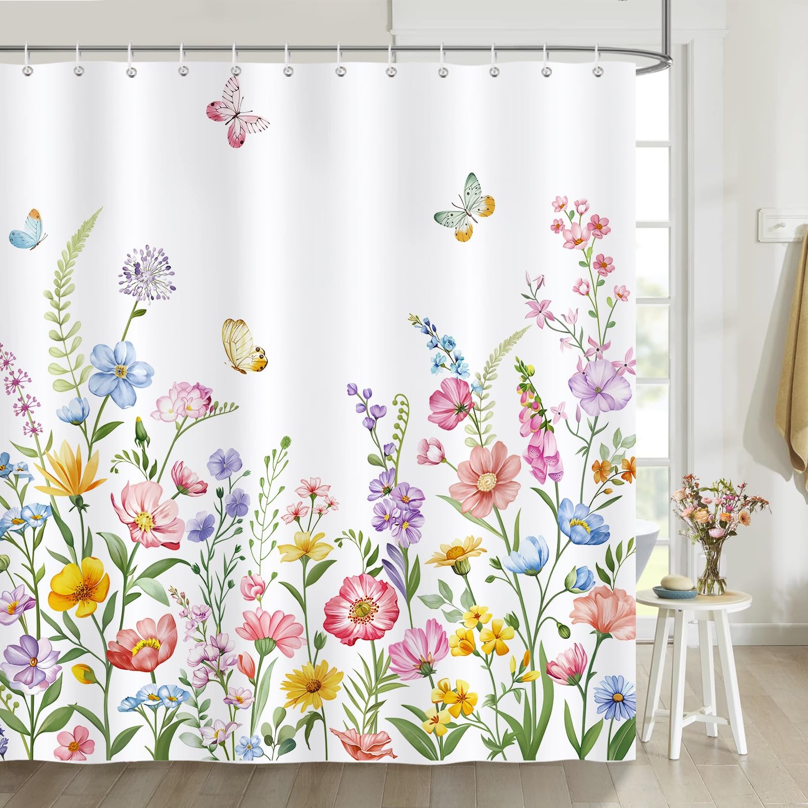 Custom Printed Bath Curtain — custom printed polyester bath curtain detail view