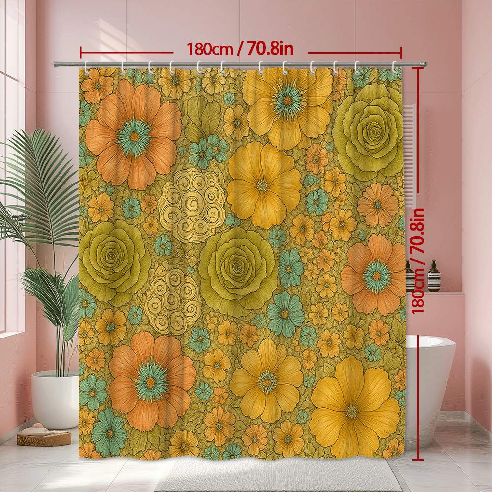 Custom Printed Bath Curtain — custom printed polyester bath curtain detail view