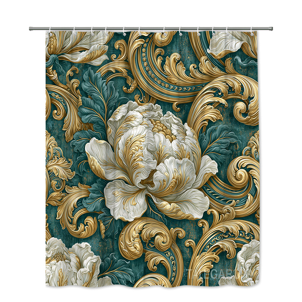 Custom Printed Bath Curtain — custom printed polyester bath curtain detail view