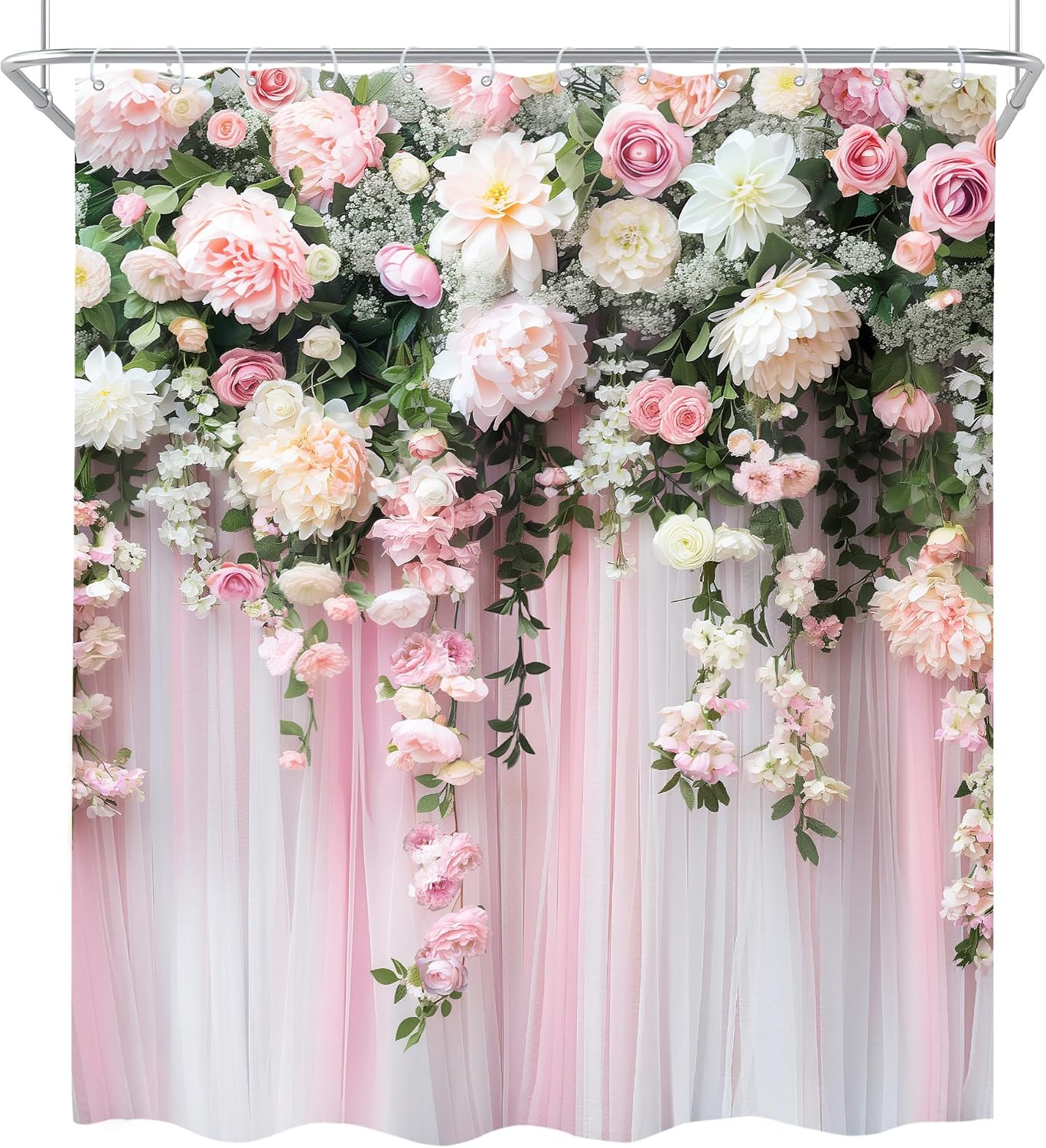 Custom Printed Bath Curtain — custom printed polyester bath curtain detail view