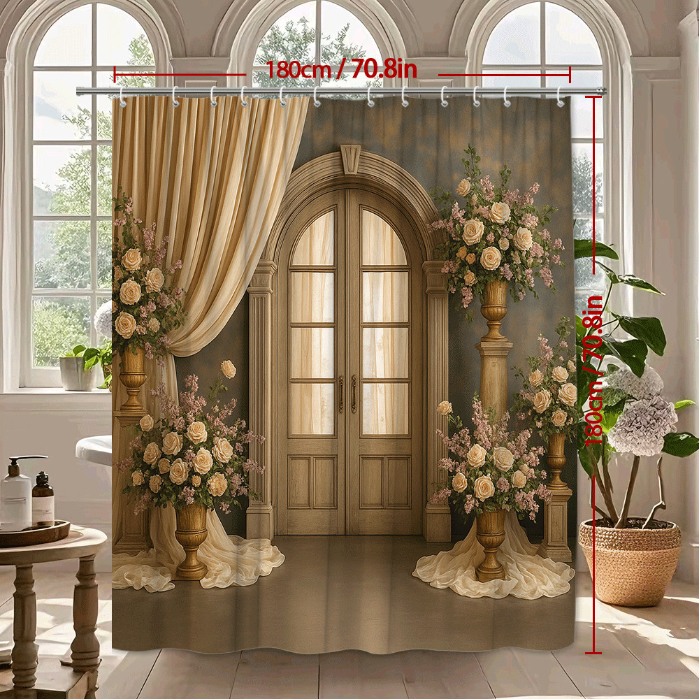 Custom Printed Bath Curtain — custom printed polyester bath curtain detail view