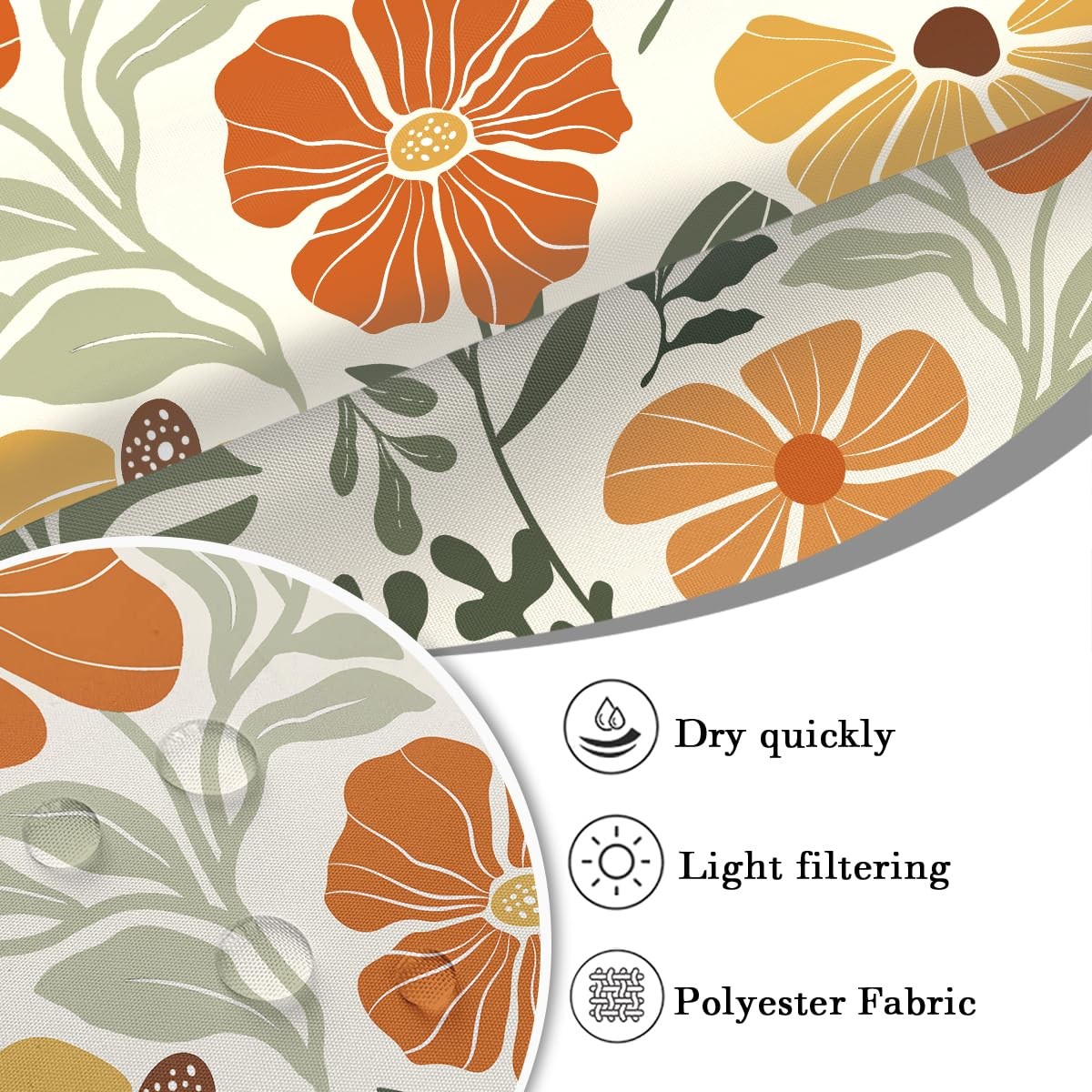 Custom Printed Bath Curtain — custom printed polyester bath curtain detail view