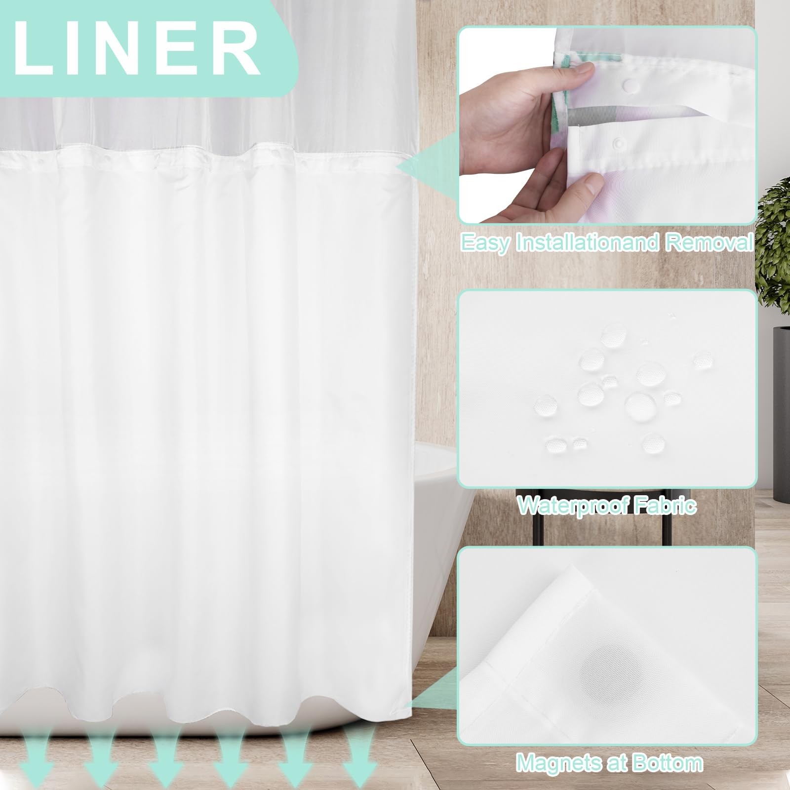 Custom Printed Bath Curtain — custom printed polyester bath curtain detail view