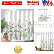Romantic Floral Shower Curtain in Wildflower Design – 72" x 72" Waterproof — custom printed polyester bath curtain