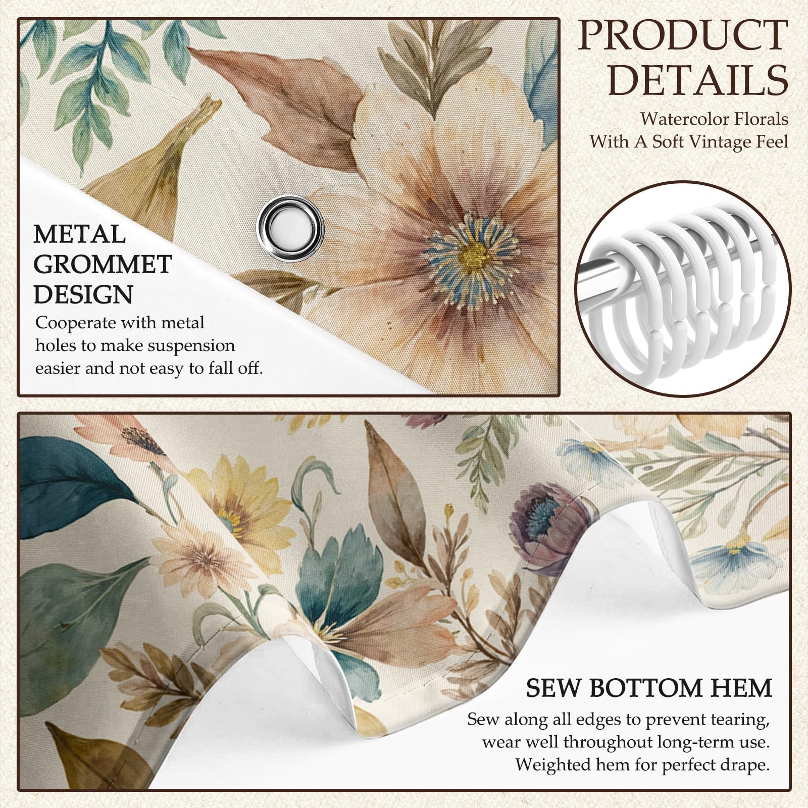 Custom Printed Bath Curtain — custom printed polyester bath curtain detail view