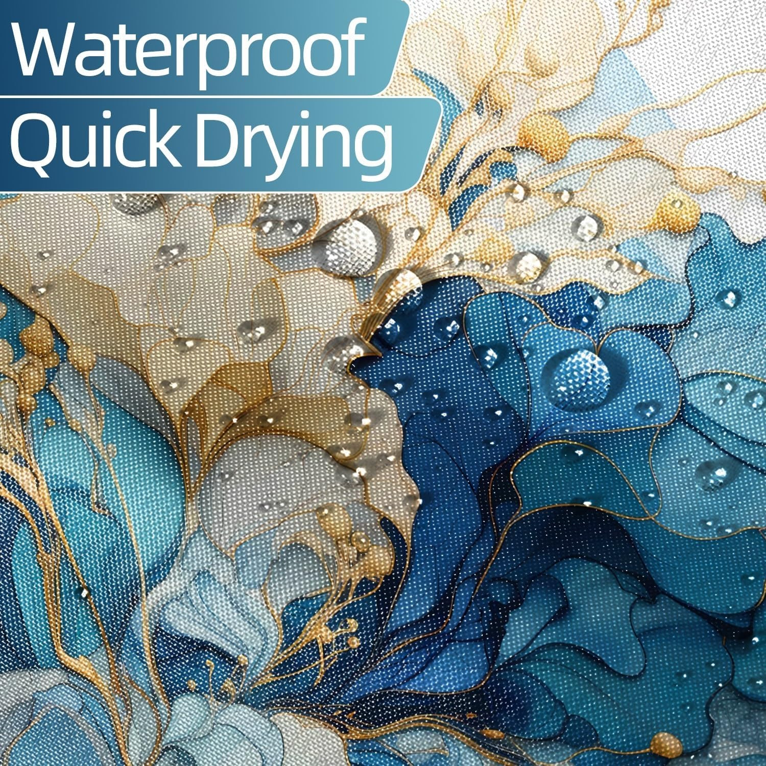 Custom Printed Bath Curtain — custom printed polyester bath curtain detail view