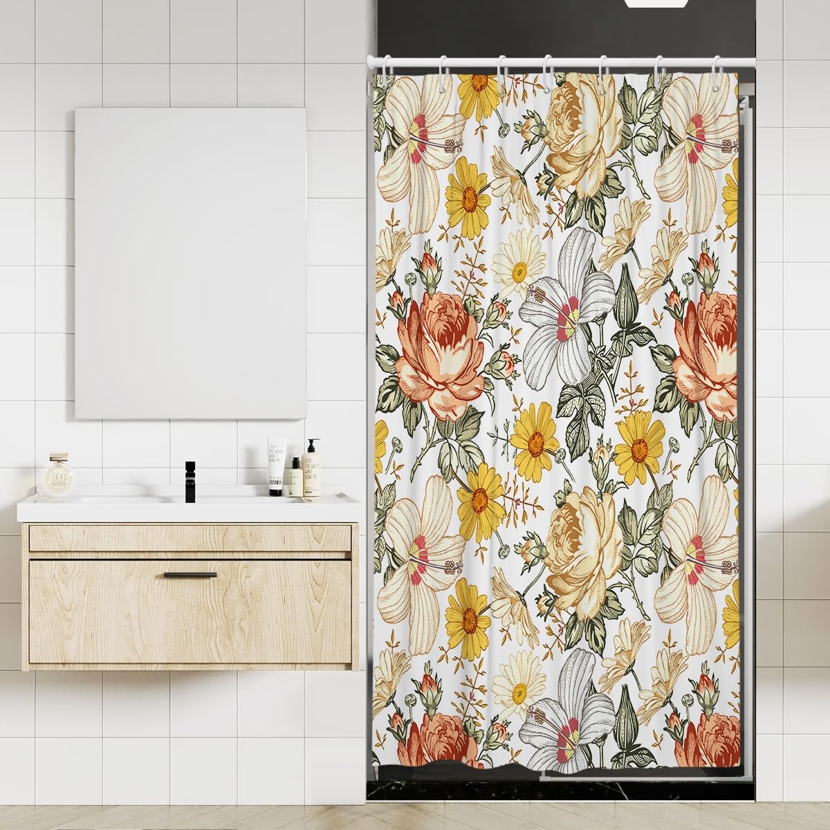 Custom Printed Bath Curtain — custom printed polyester bath curtain