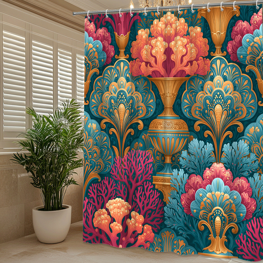 Custom Printed Bath Curtain — custom printed polyester bath curtain detail view