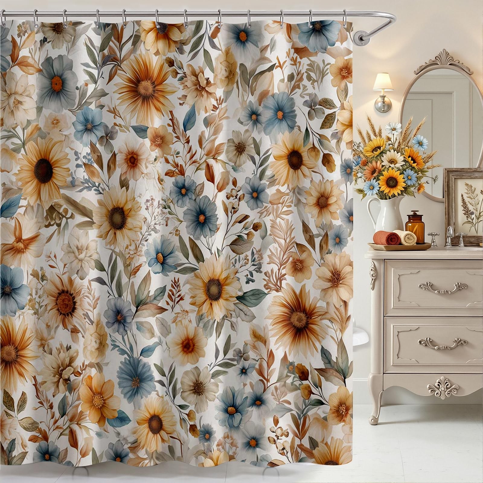 Custom Printed Bath Curtain — custom printed polyester bath curtain detail view