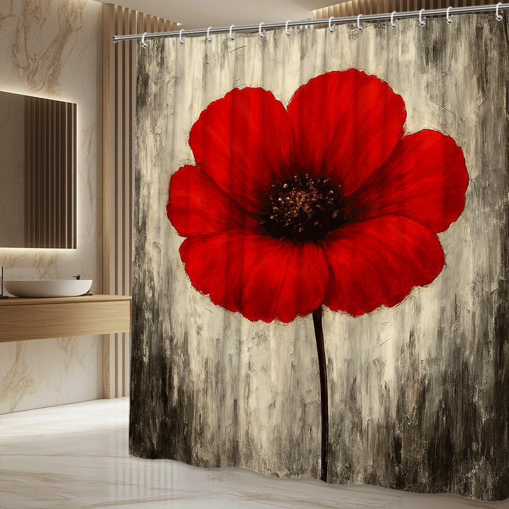 Custom Printed Bath Curtain — custom printed polyester bath curtain detail view