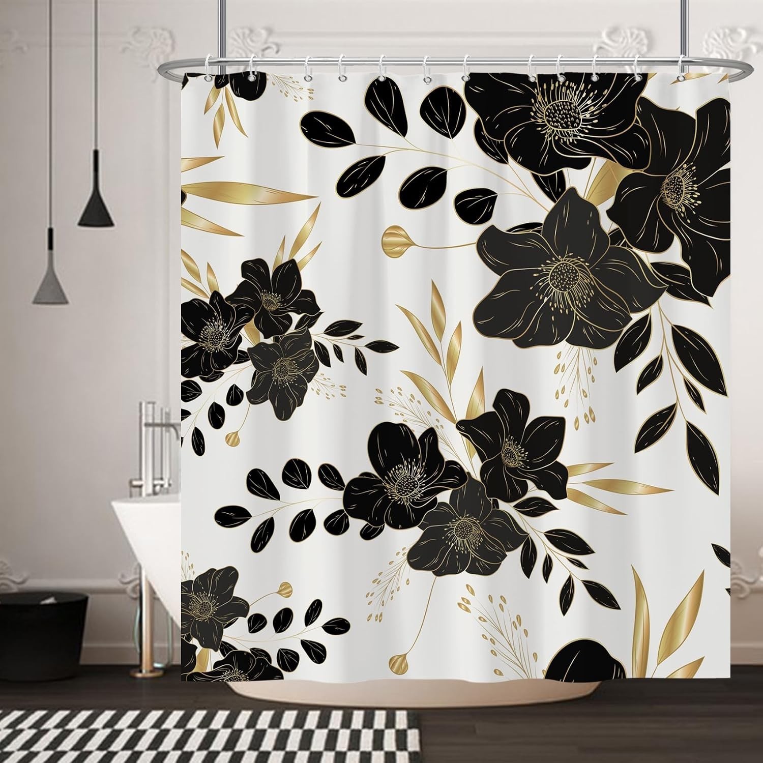 Custom Printed Bath Curtain — custom printed polyester bath curtain detail view
