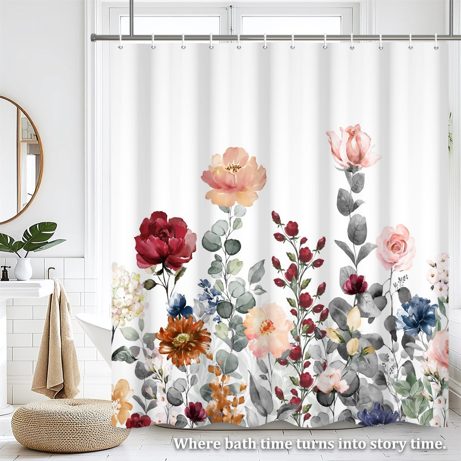 Custom Printed Bath Curtain — custom printed polyester bath curtain detail view