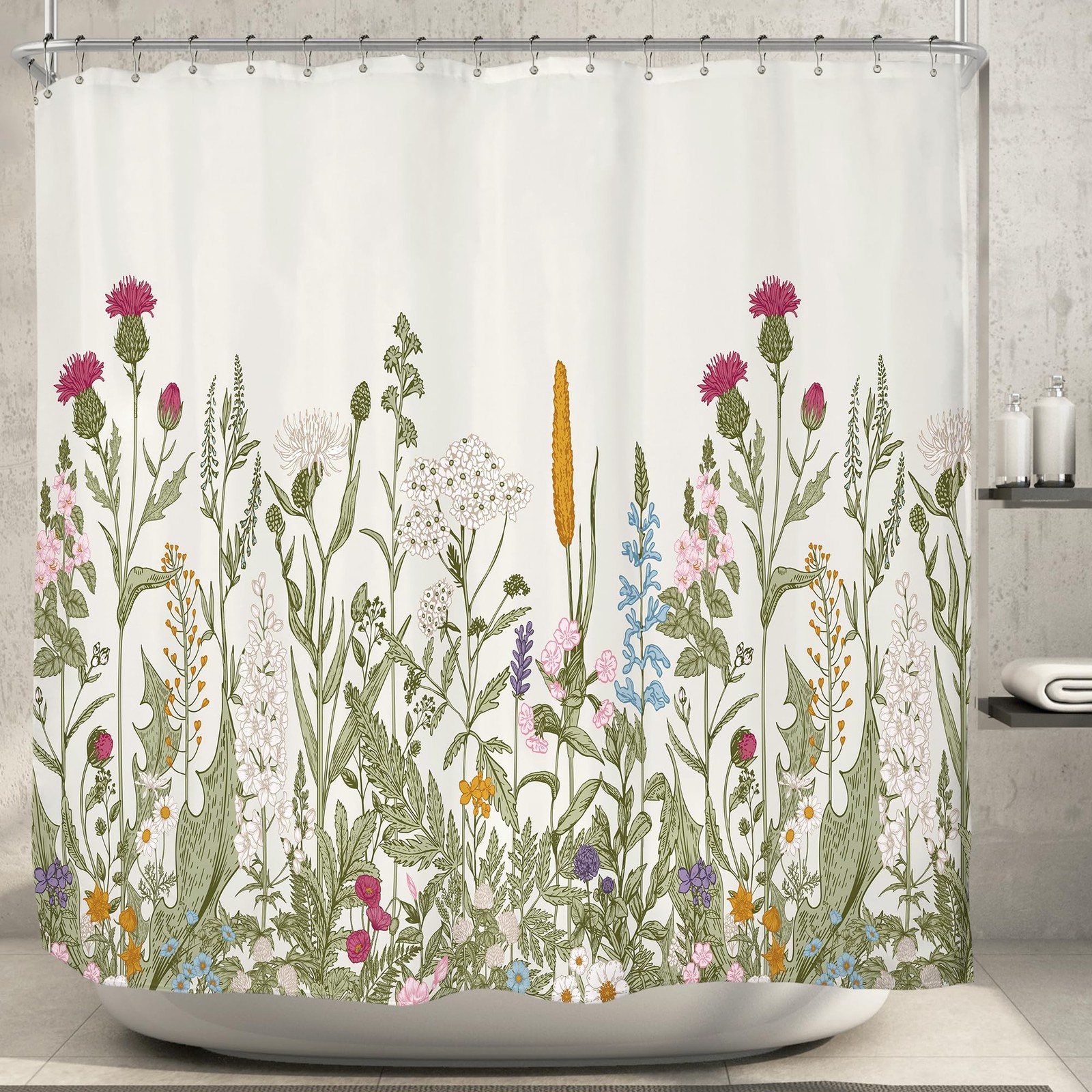 Custom Printed Bath Curtain — custom printed polyester bath curtain detail view