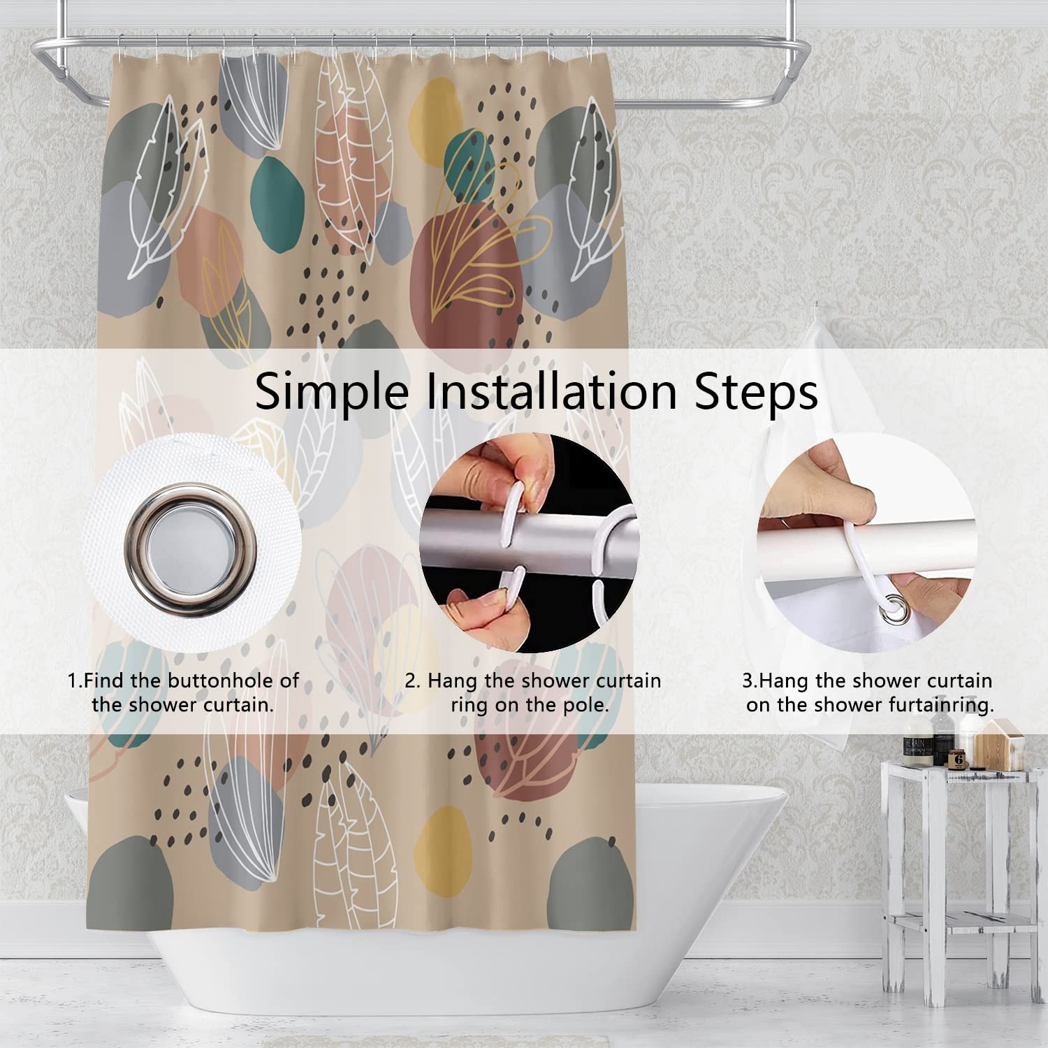 Custom Printed Bath Curtain — custom printed polyester bath curtain detail view