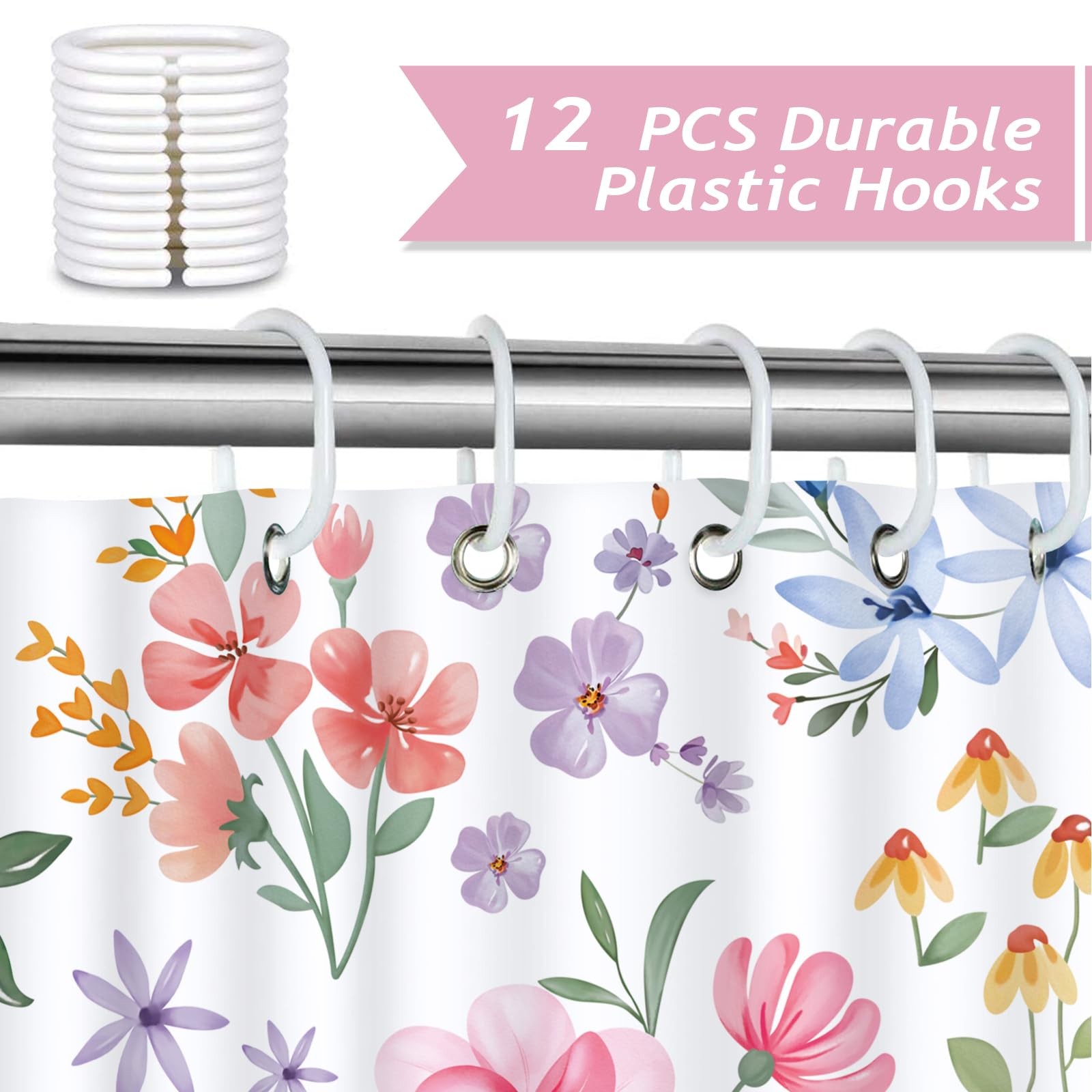 Custom Printed Bath Curtain — custom printed polyester bath curtain detail view