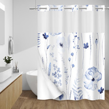 Withloc No Hook Shower Curtain Snap In Liner - Floral Shower Curtain - Fabric — custom printed polyester bath curtain