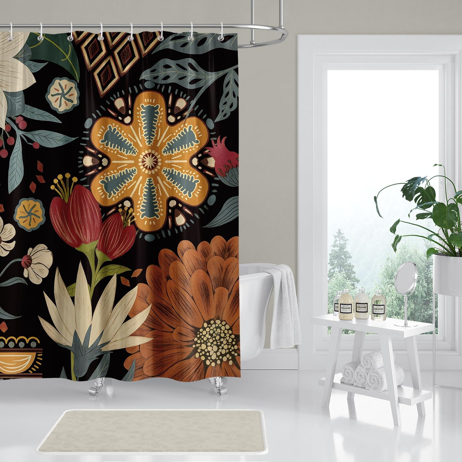 Custom Printed Bath Curtain — custom printed polyester bath curtain detail view