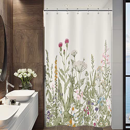 Custom Printed Bath Curtain — custom printed polyester bath curtain detail view