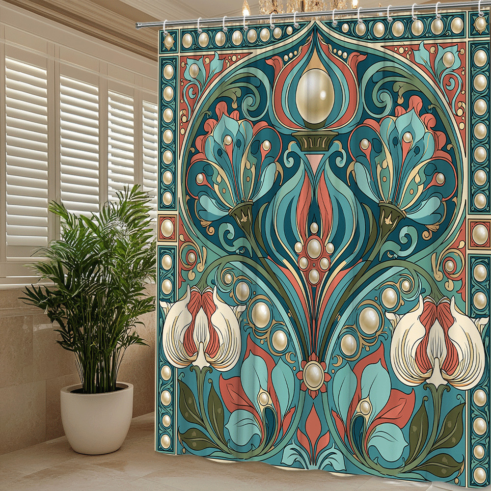 Custom Printed Bath Curtain — custom printed polyester bath curtain detail view