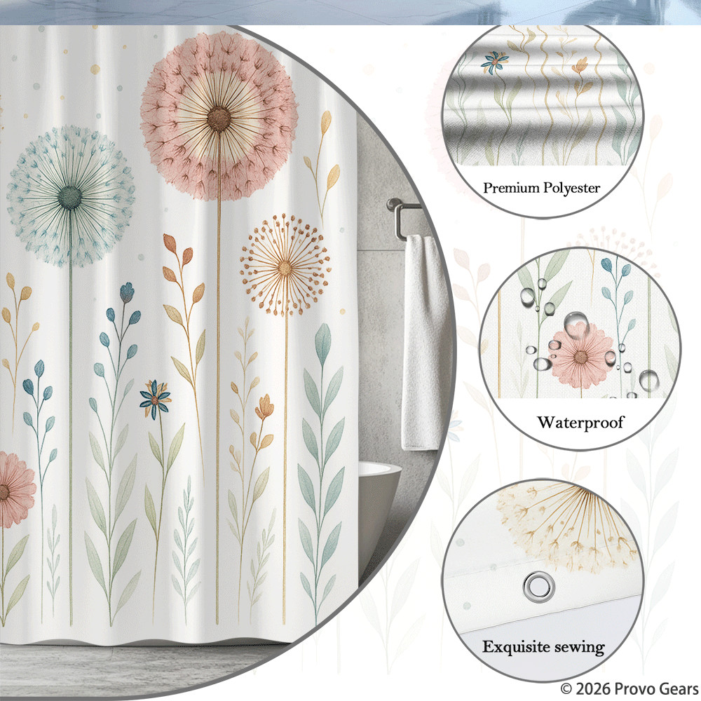 Custom Printed Bath Curtain — custom printed polyester bath curtain detail view